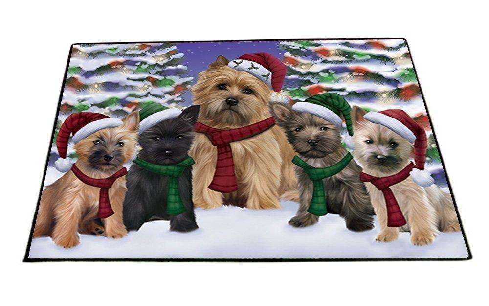 Cairn Terrier Dog Christmas Family Portrait in Holiday Scenic Background Indoor/Outdoor Floormat