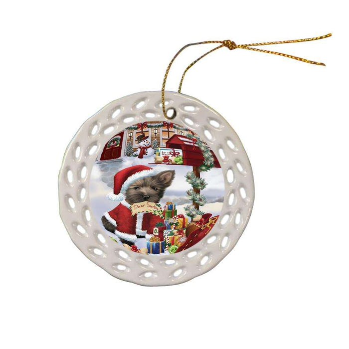 Cairn Terrier Dog Dear Santa Letter Christmas Holiday Mailbox Ceramic Doily Ornament DPOR53882