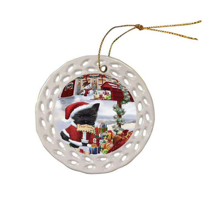 Cairn Terrier Dog Dear Santa Letter Christmas Holiday Mailbox Ceramic Doily Ornament DPOR53883