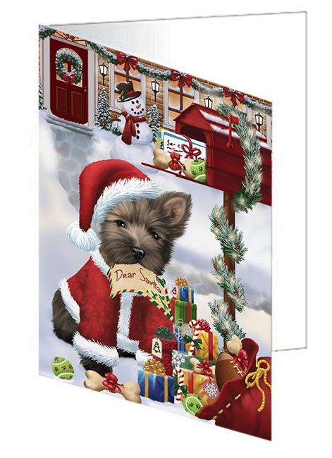 Cairn Terrier Dog Dear Santa Letter Christmas Holiday Mailbox Handmade Artwork Assorted Pets Greeting Cards and Note Cards with Envelopes for All Occasions and Holiday Seasons GCD65675