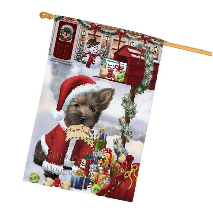 Cairn Terrier Dog Dear Santa Letter Christmas Holiday Mailbox House Flag FLG54080