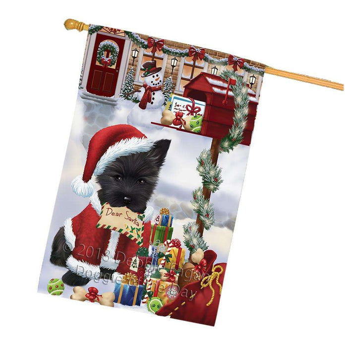 Cairn Terrier Dog Dear Santa Letter Christmas Holiday Mailbox House Flag FLG54081