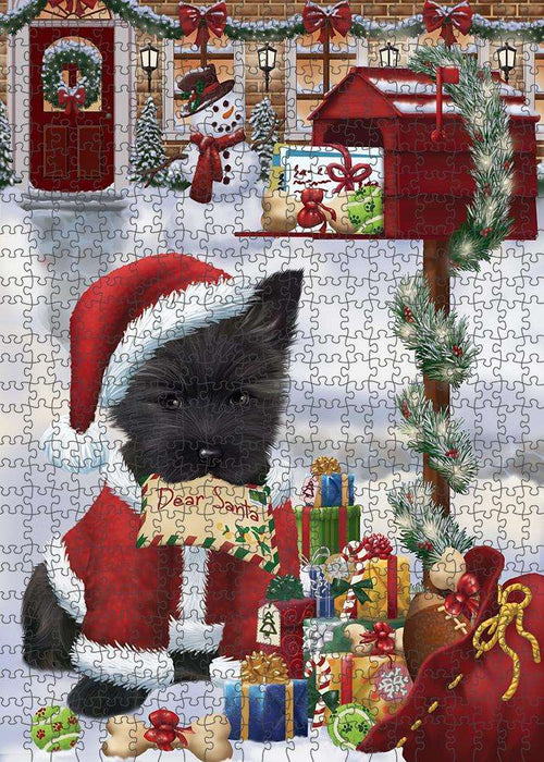 Cairn Terrier Dog Dear Santa Letter Christmas Holiday Mailbox Puzzle with Photo Tin PUZL82688