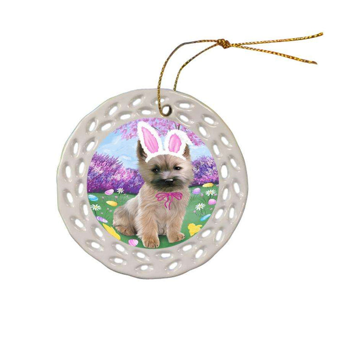 Cairn Terrier Dog Easter Holiday Ceramic Doily Ornament DPOR49087