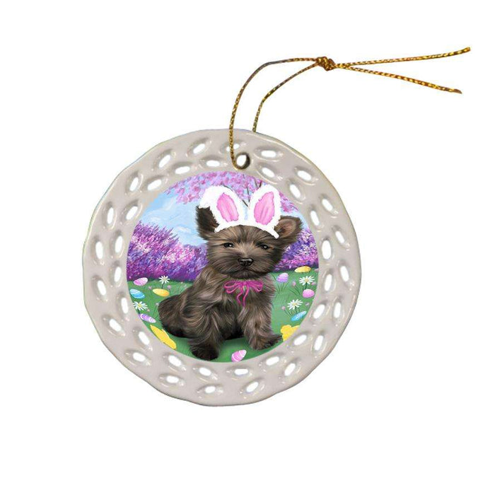 Cairn Terrier Dog Easter Holiday Ceramic Doily Ornament DPOR49088