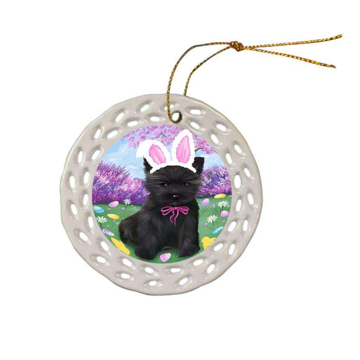 Cairn Terrier Dog Easter Holiday Ceramic Doily Ornament DPOR49089