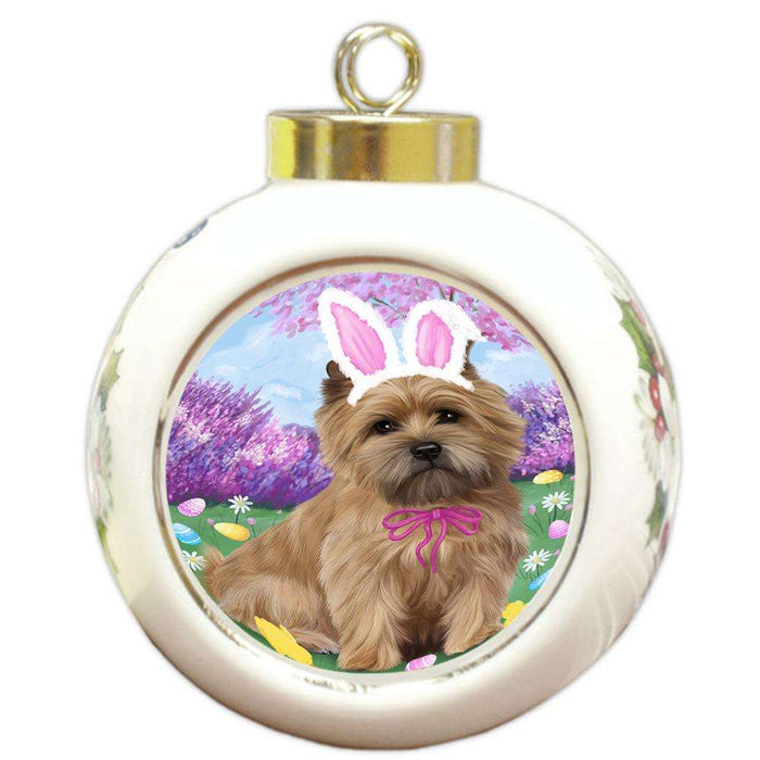 Cairn Terrier Dog Easter Holiday Round Ball Christmas Ornament RBPOR49085