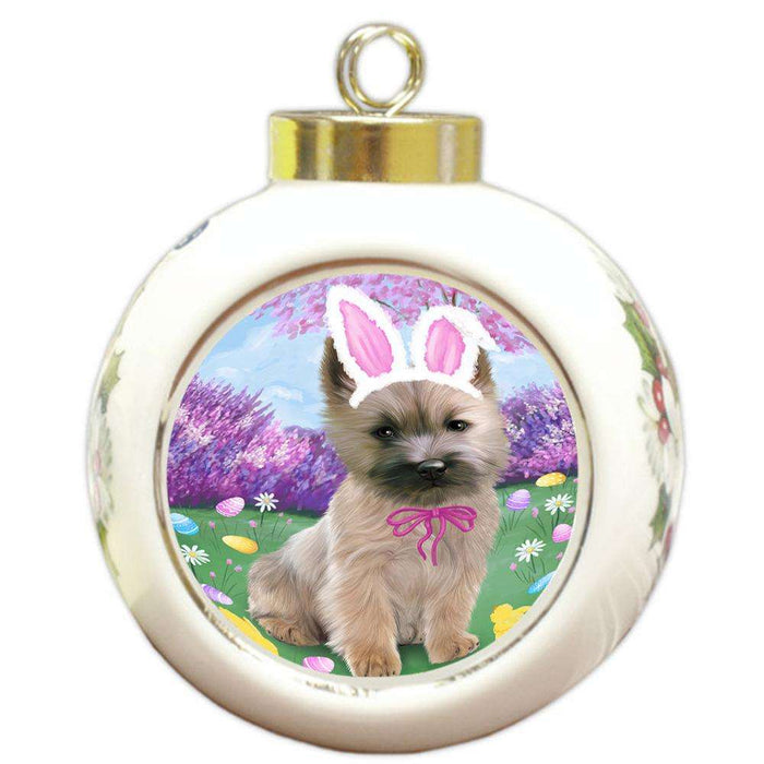 Cairn Terrier Dog Easter Holiday Round Ball Christmas Ornament RBPOR49087