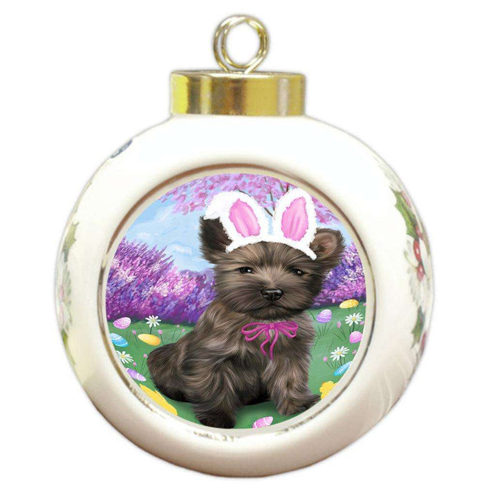 Cairn Terrier Dog Easter Holiday Round Ball Christmas Ornament RBPOR49088