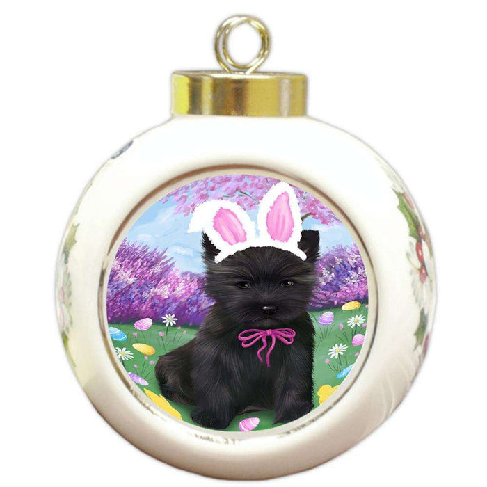 Cairn Terrier Dog Easter Holiday Round Ball Christmas Ornament RBPOR49089