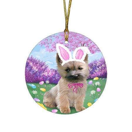 Cairn Terrier Dog Easter Holiday Round Flat Christmas Ornament RFPOR49078