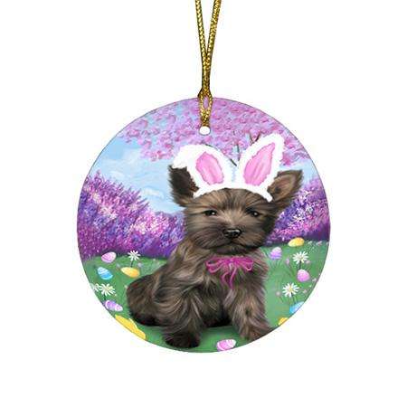 Cairn Terrier Dog Easter Holiday Round Flat Christmas Ornament RFPOR49079