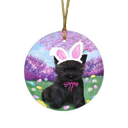 Cairn Terrier Dog Easter Holiday Round Flat Christmas Ornament RFPOR49080
