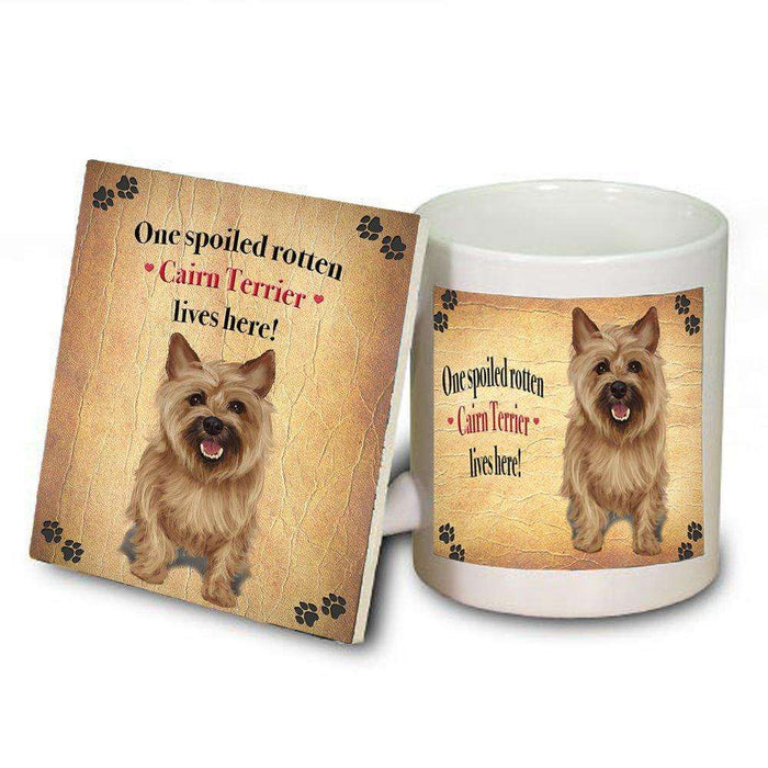 Cairn Terrier Portrait Spoiled Rotten Dog Coaster and Mug Combo Gift Set