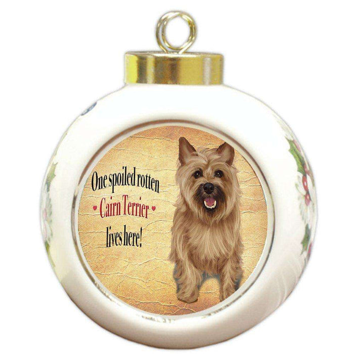 Cairn Terrier Spoiled Rotten Dog Round Ceramic Christmas Ornament