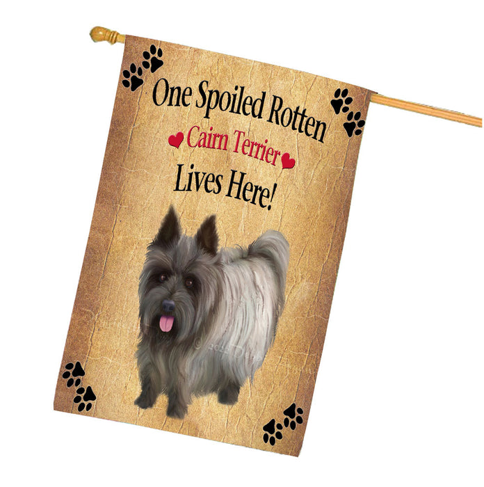 Spoiled Rotten Cairn Terrier Dog House Flag Outdoor Decorative Double Sided Pet Portrait Weather Resistant Premium Quality Animal Printed Home Decorative Flags 100% Polyester FLG68272