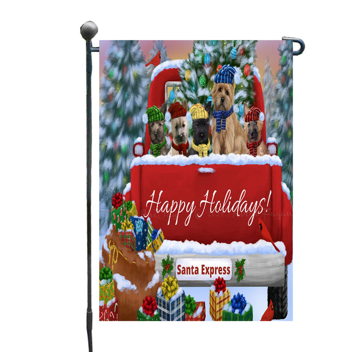 Christmas Red Truck Travlin Home for the Holidays Cairn Terrier Dogs Garden Flags- Outdoor Double Sided Garden Yard Porch Lawn Spring Decorative Vertical Home Flags 12 1/2"w x 18"h