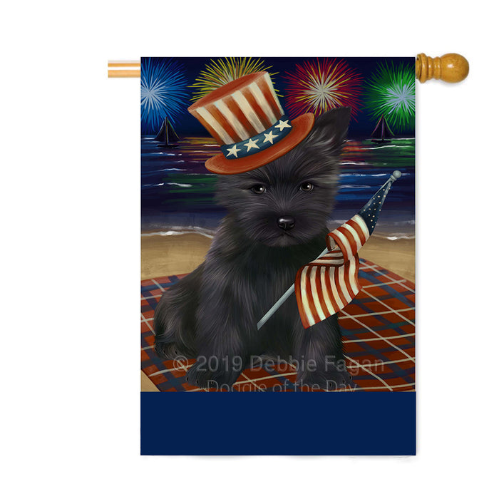Personalized 4th of July Firework Cairn Terrier Dog Custom House Flag FLG-DOTD-A57900