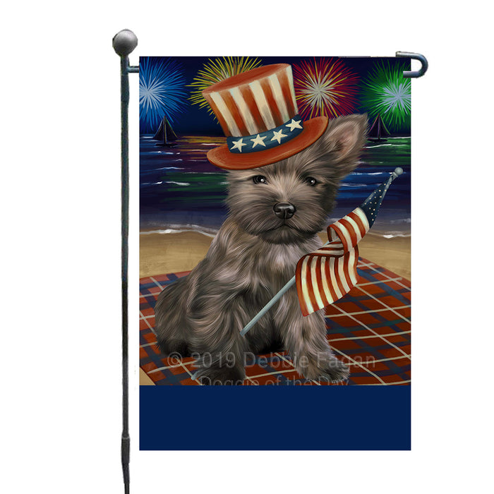 Personalized 4th of July Firework Cairn Terrier Dog Custom Garden Flags GFLG-DOTD-A57846