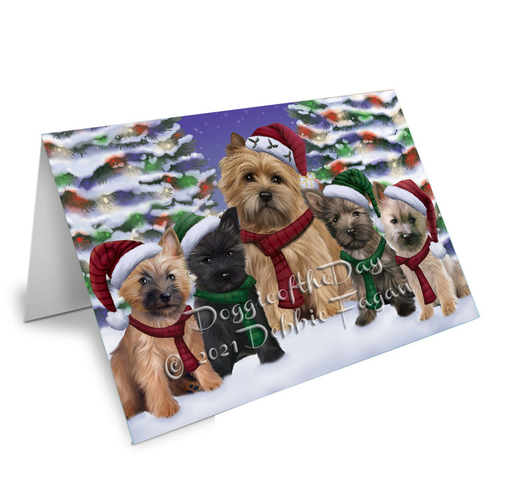 Christmas Family Portrait Cairn Terrier Dog Handmade Artwork Assorted Pets Greeting Cards and Note Cards with Envelopes for All Occasions and Holiday Seasons