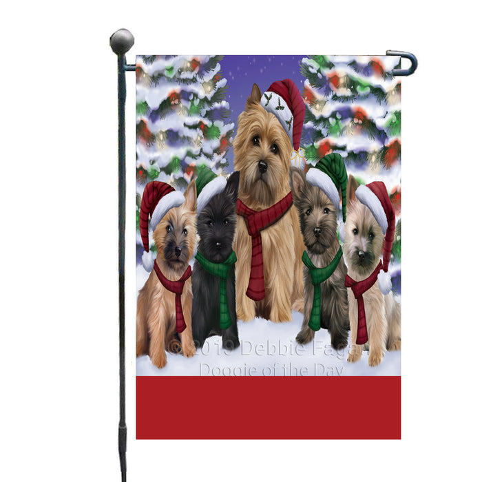 Personalized Christmas Happy Holidays Cairn Terrier Dogs Family Portraits Custom Garden Flags GFLG-DOTD-A59106
