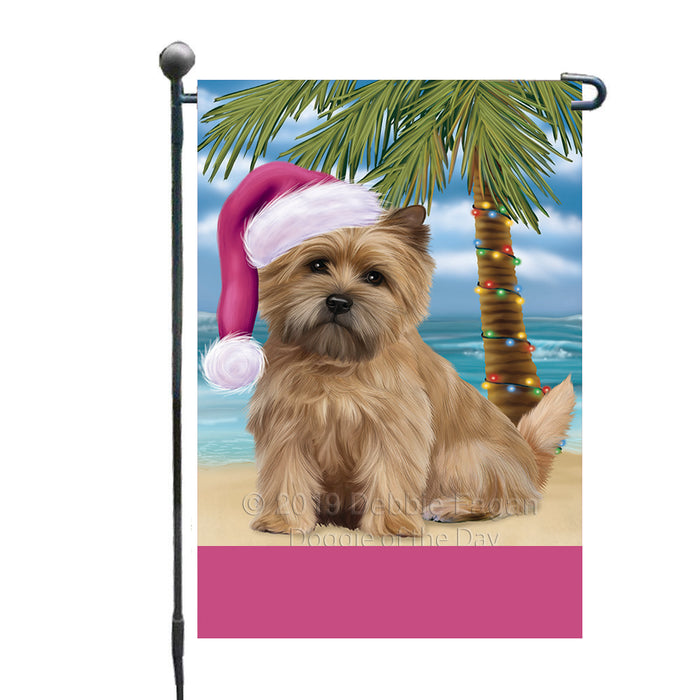 Personalized Summertime Happy Holidays Christmas Cairn Terrier Dog on Tropical Island Beach  Custom Garden Flags GFLG-DOTD-A60443