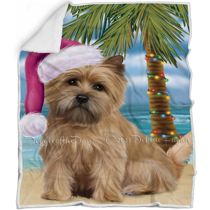 Summertime Happy Holidays Christmas Cairn Terrier Dog on Tropical Island Beach Blanket