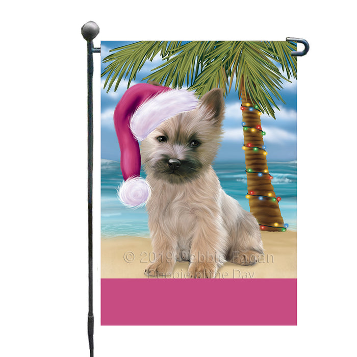 Personalized Summertime Happy Holidays Christmas Cairn Terrier Dog on Tropical Island Beach  Custom Garden Flags GFLG-DOTD-A60444