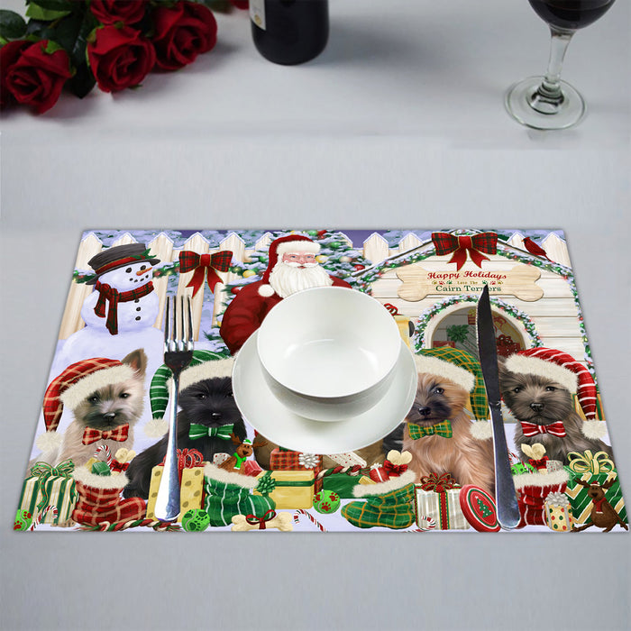 Happy Holidays Christmas Cairn Terrier Dogs House Gathering Placemat