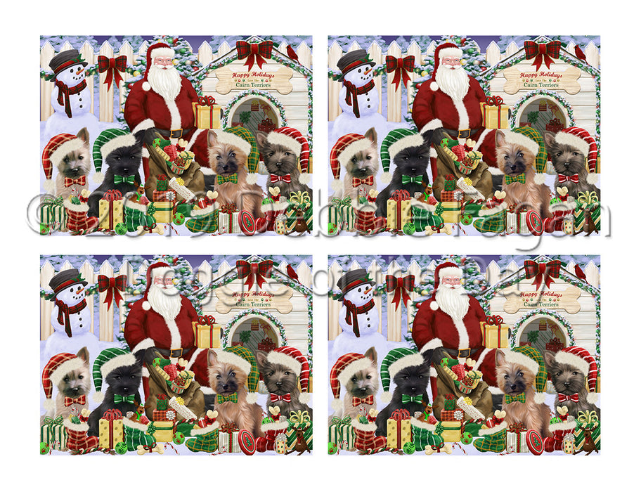 Happy Holidays Christmas Cairn Terrier Dogs House Gathering Placemat