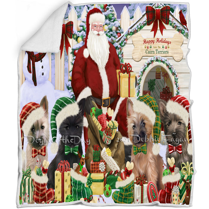 Happy Holidays Christmas Cairn Terriers Dog House Gathering Blanket BLNKT77691
