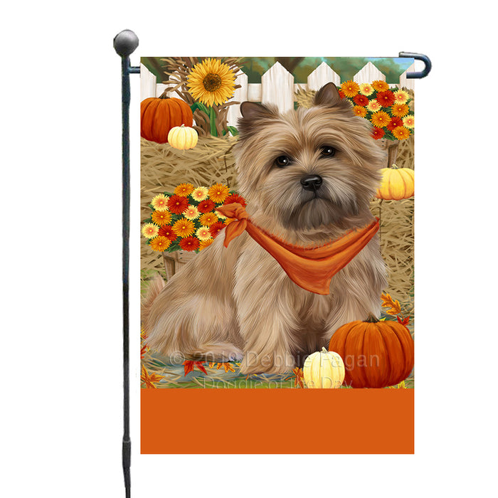 Personalized Fall Autumn Greeting Cairn Terrier Dog with Pumpkins Custom Garden Flags GFLG-DOTD-A61857