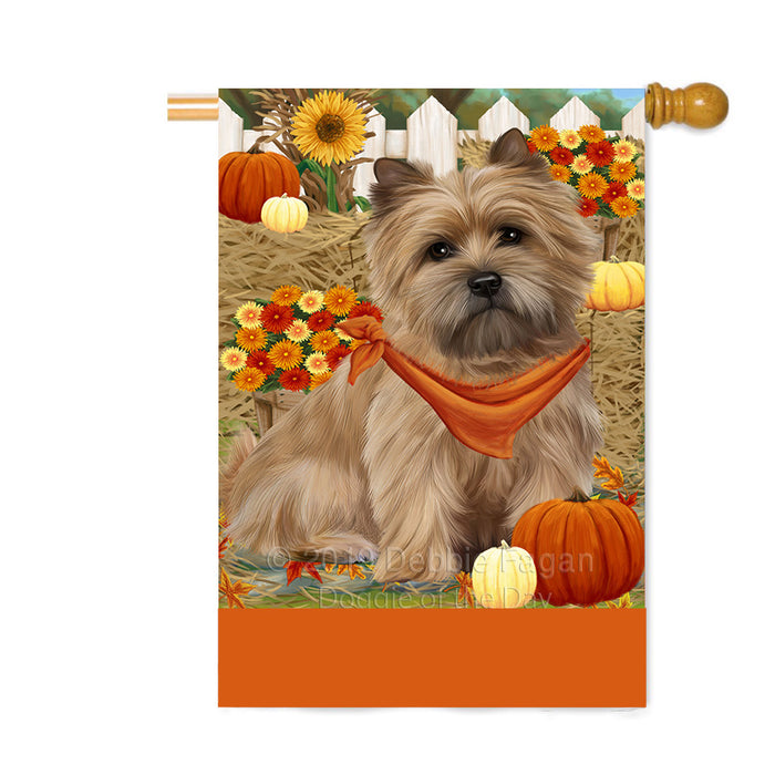 Personalized Fall Autumn Greeting Cairn Terrier Dog with Pumpkins Custom House Flag FLG-DOTD-A61913