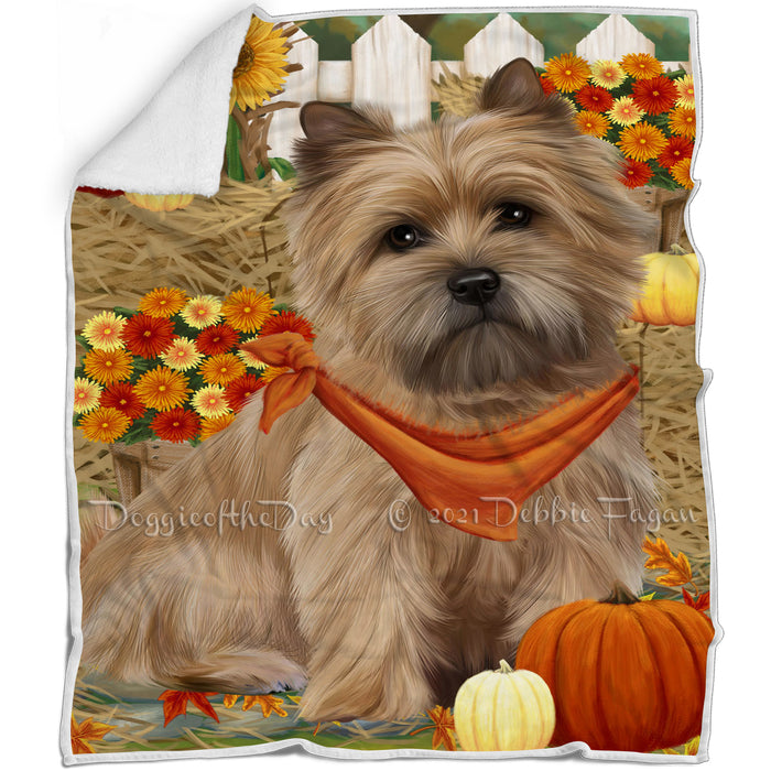 Fall Autumn Greeting Cairn Terrier Dog with Pumpkins Blanket BLNKT72507