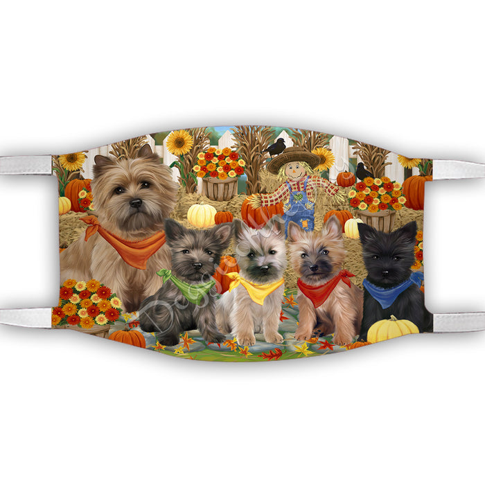 Fall Festive Harvest Time Gathering  Cairn Terrier Dogs Face Mask FM48523