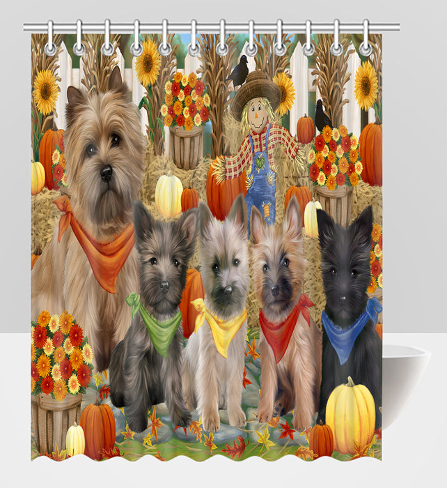 Fall Festive Harvest Time Gathering Cairn Terrier Dogs Shower Curtain