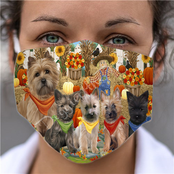 Fall Festive Harvest Time Gathering  Cairn Terrier Dogs Face Mask FM48523