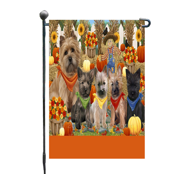 Personalized Fall Festive Gathering Cairn Terrier Dogs with Pumpkins Custom Garden Flags GFLG-DOTD-A61858
