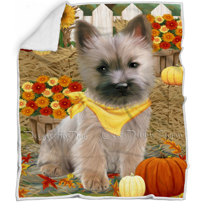 Fall Autumn Greeting Cairn Terrier Dog with Pumpkins Blanket BLNKT72525