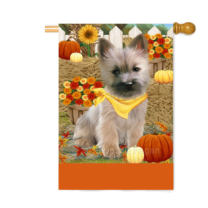 Personalized Fall Autumn Greeting Cairn Terrier Dog with Pumpkins Custom House Flag FLG-DOTD-A61916