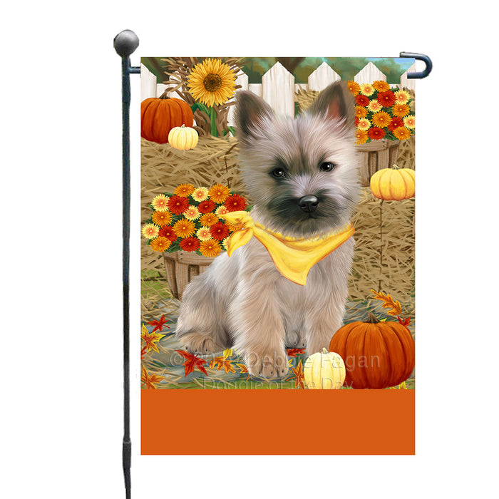 Personalized Fall Autumn Greeting Cairn Terrier Dog with Pumpkins Custom Garden Flags GFLG-DOTD-A61860