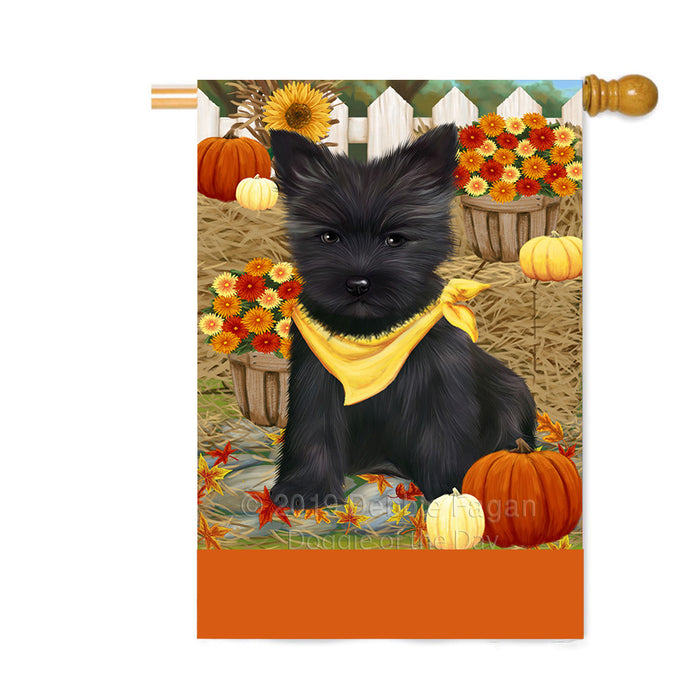 Personalized Fall Autumn Greeting Cairn Terrier Dog with Pumpkins Custom House Flag FLG-DOTD-A61917