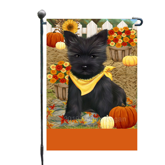 Personalized Fall Autumn Greeting Cairn Terrier Dog with Pumpkins Custom Garden Flags GFLG-DOTD-A61861