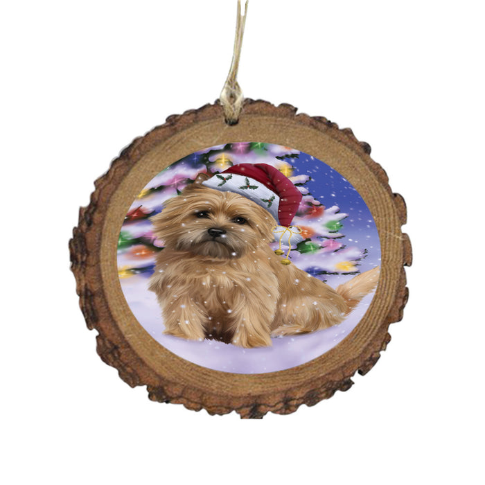 Winterland Wonderland Cairn Terrier Dog In Christmas Holiday Scenic Background Wooden Christmas Ornament WOR49546