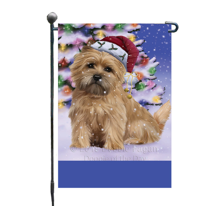 Personalized Winterland Wonderland Cairn Terrier Dog In Christmas Holiday Scenic Background Custom Garden Flags GFLG-DOTD-A61272