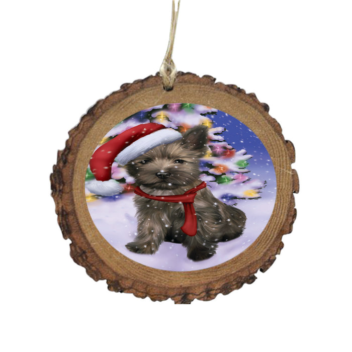 Winterland Wonderland Cairn Terrier Dog In Christmas Holiday Scenic Background Wooden Christmas Ornament WOR49547