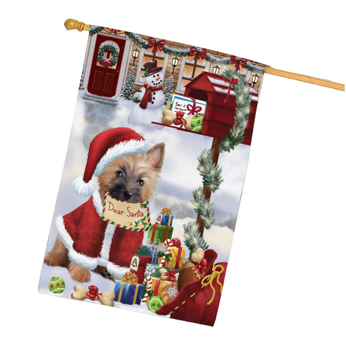 Dear Santa Mailbox Christmas Cairn Terrier Dog House Flag Outdoor Decorative Double Sided Pet Portrait Weather Resistant Premium Quality Animal Printed Home Decorative Flags 100% Polyester FLG67937
