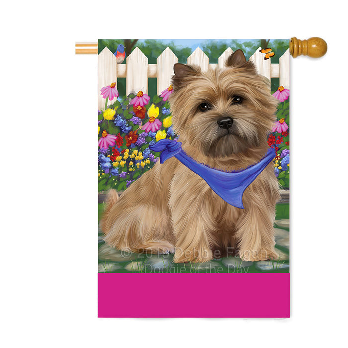 Personalized Spring Floral Cairn Terrier Dog Custom House Flag FLG-DOTD-A62855