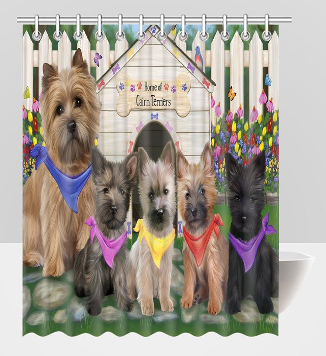 Spring Dog House Cairn Terrier Dogs Shower Curtain