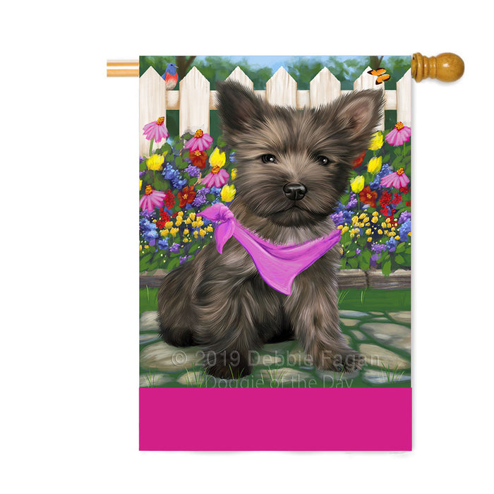 Personalized Spring Floral Cairn Terrier Dog Custom House Flag FLG-DOTD-A62858